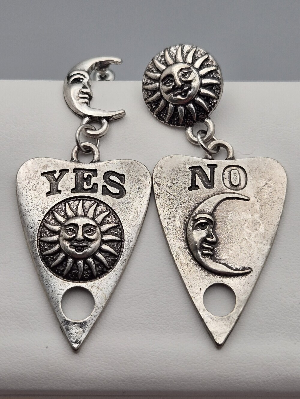 Ouija Planchette Earrings Celestial Sun Moon Yes No Dangle Earrings 2.25”